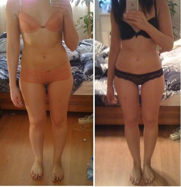 Djevojka prije i poslije mršavljenja na japanskoj dijeti u 14 dana